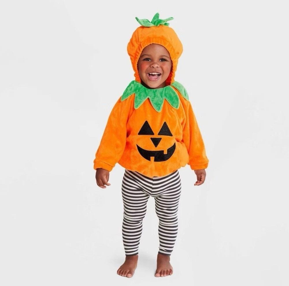 Hyde& Eek Plush Infant Pumpkin Hooded Halloween Costume Baby 0-6 Months NWT